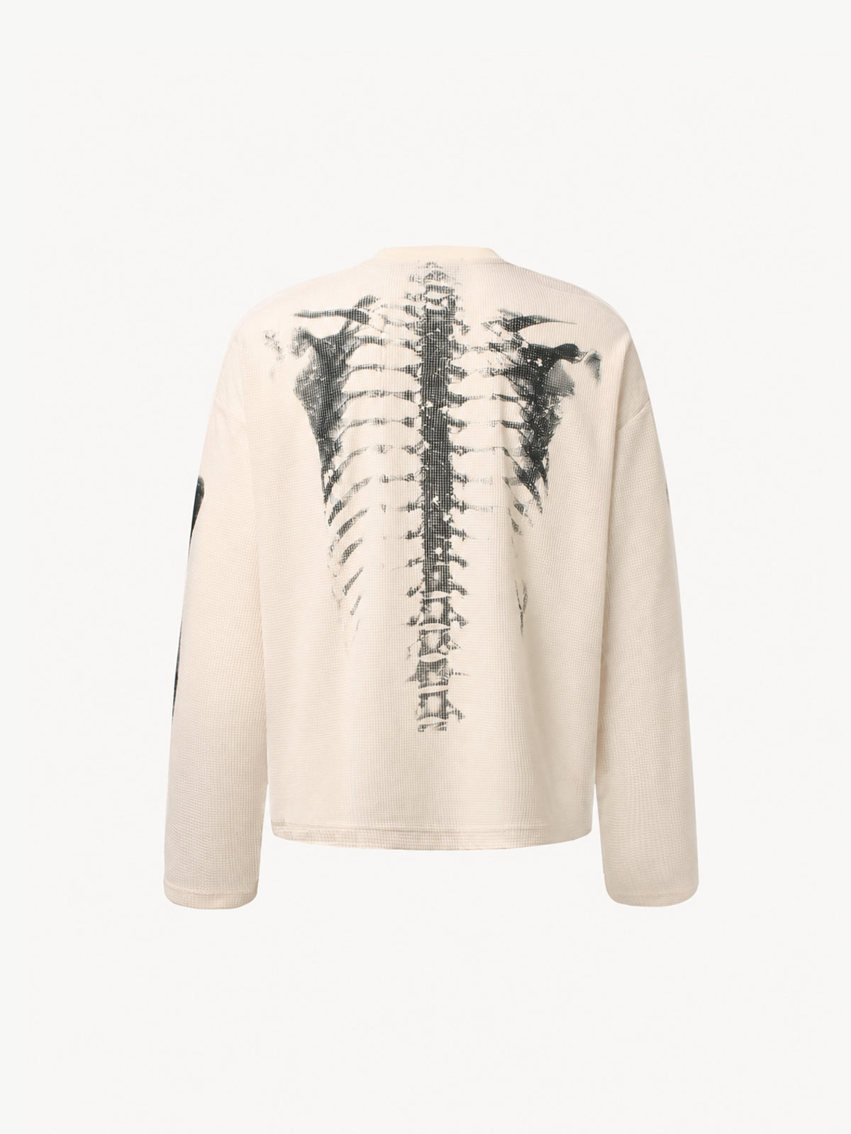 OYL-Lab Waffle Knit Skeleton Graphic Long Sleeve Tee