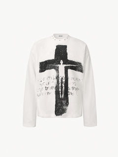 OYL-Lab Waffle Cross Vintage Graphic Long Sleeve Tee