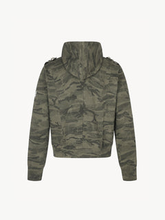 OYL-Lab Military Camo Epaulet Cropped Zip Hoodie