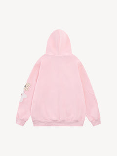 OYL-Lab Star Patch Button Detail Zip Up Hoodie