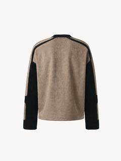 OYL-Lab Suede Patchwork Long Sleeve Tee