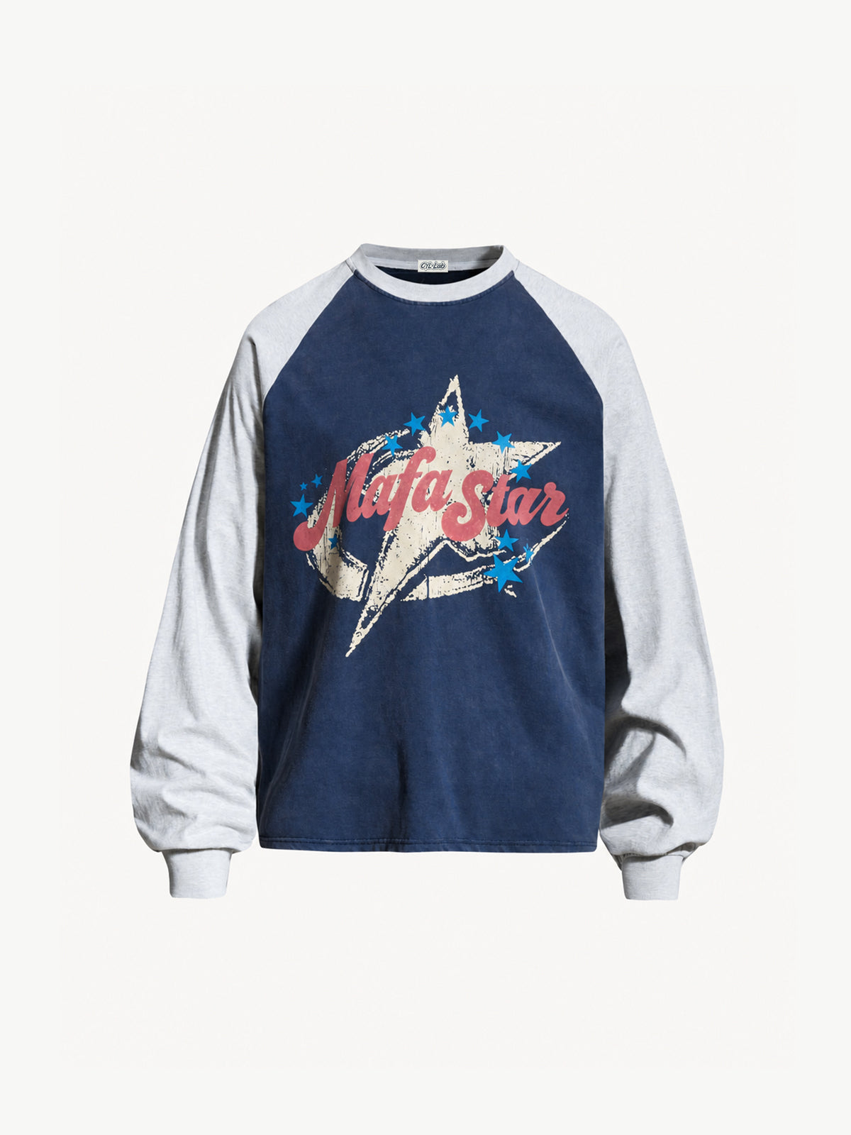 OYL-Lab Vintage Star Print Acid Wash Sweatshirt