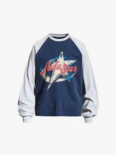 OYL-Lab Vintage Star Print Acid Wash Sweatshirt
