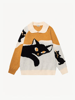OYL-Lab Lazy Cat Jacquard  Sweater