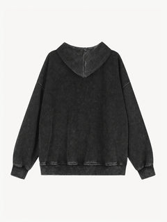 OYL-Lab Washed Black & Leopard Star Stud Zip Up Hoodie