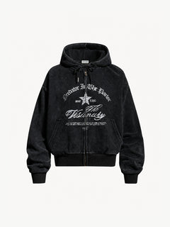 OYL-Lab Vintage Star Graphic Zip Up Hoodie
