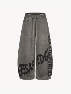 OYL-Lab Vintage Washed Graffiti Print Baggy Sweat Pants