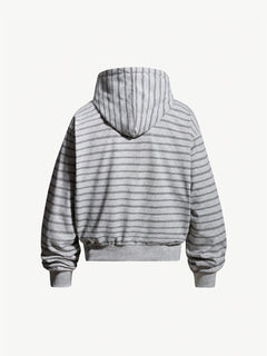 OYL‑Lab Striped Full‑Zip Cropped Hoodie