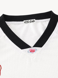 OYL-Lab Vintage Cartoon Mesh Soccer Jersey Tee