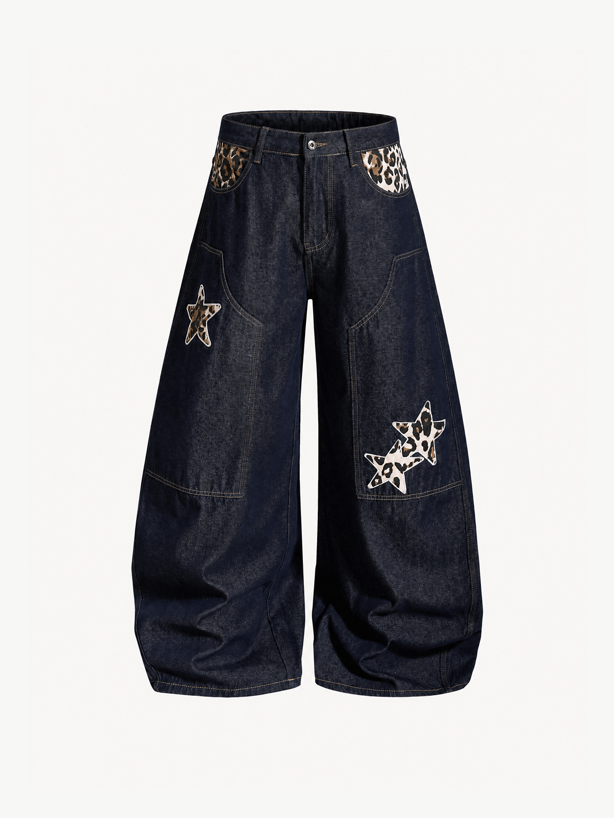 OYL-Lab Leopard Star Patch Baggy Jeans
