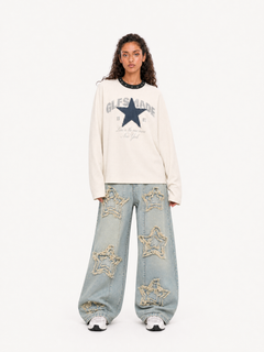OYL-Lab Star Applique Waffle Long Sleeve Tee