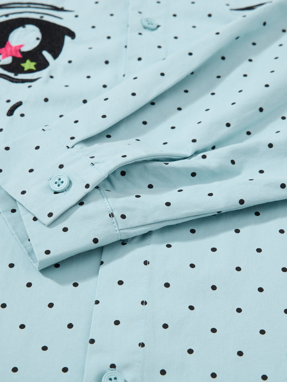 OYL-Lab Polka Dot Anime Embroidery Long Sleeve Shirt