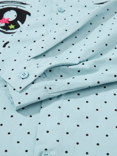 OYL-Lab Polka Dot Anime Embroidery Long Sleeve Shirt