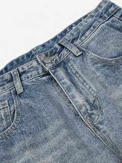 [Copy][Copy][Copy][Copy][Copy]OYL-Lab Vertical Stripe Baggy Jort Denim Shorts