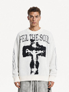 OYL-Lab Cross Figure Jacquard Crewneck Sweater