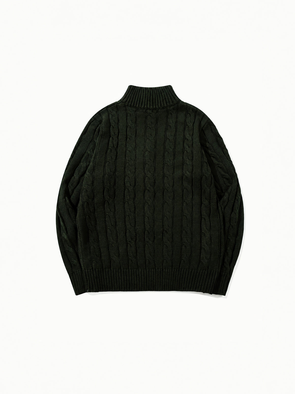 OYL-Lab Quarter Zip Cable Knit Mock‑Neck Sweater
