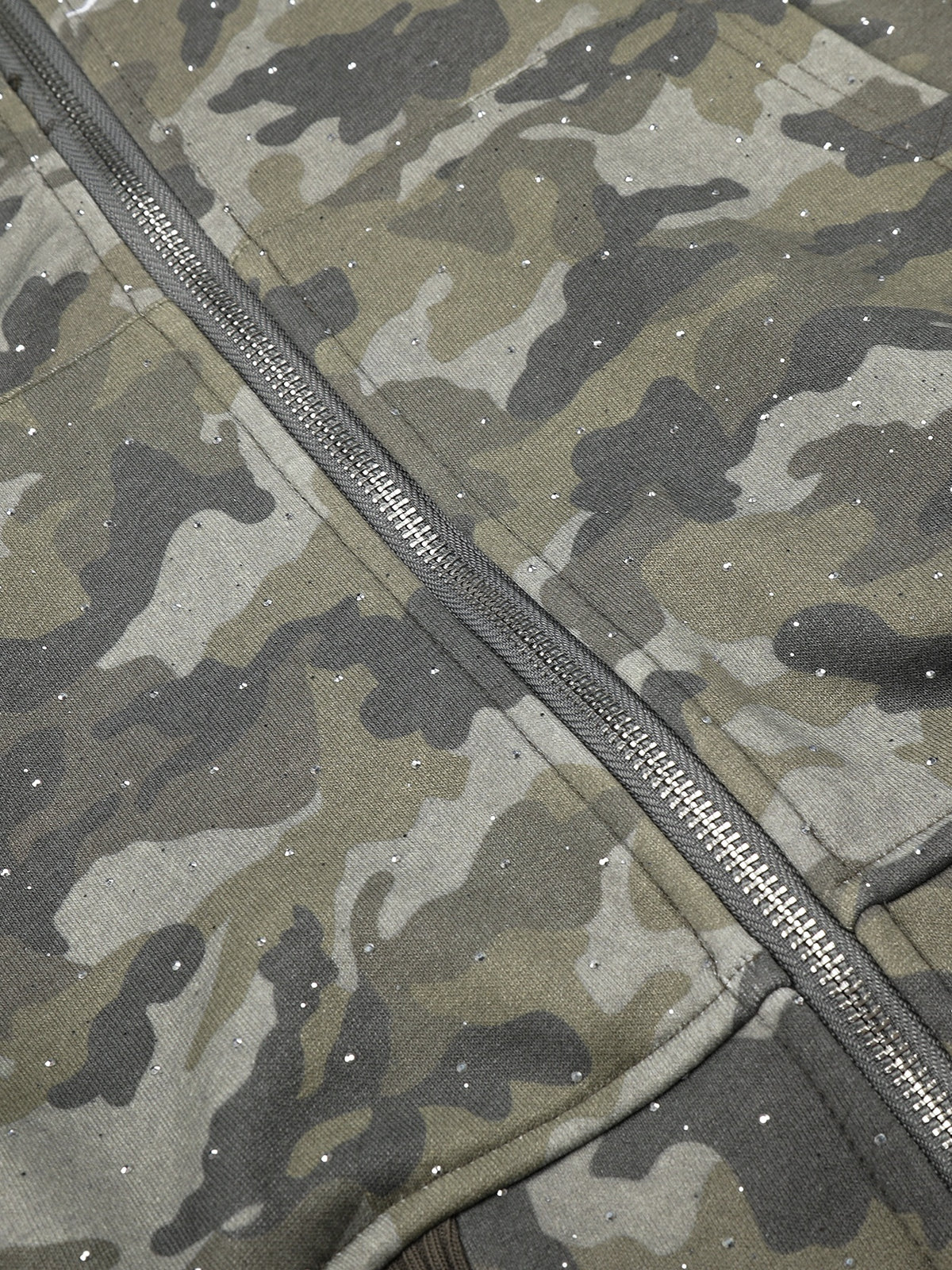 OYL-Lab Sparkle Rhinestone Camo Zip Up Hoodie