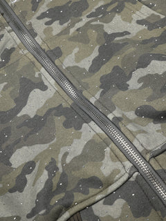 OYL-Lab Sparkle Rhinestone Camo Zip Up Hoodie