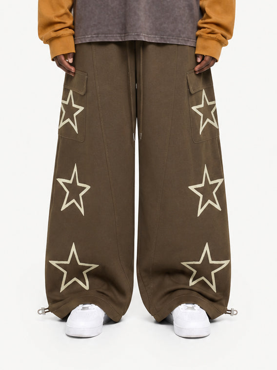 OYL-Lab Star Embroidered Cargo Pocket Baggy Sweatpants