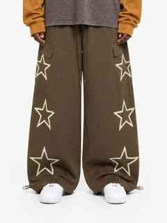 OYL-Lab Star Embroidered Cargo Pocket Baggy Sweatpants