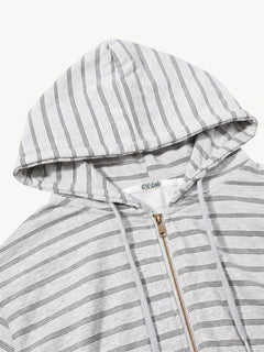 OYL‑Lab Striped Full‑Zip Cropped Hoodie
