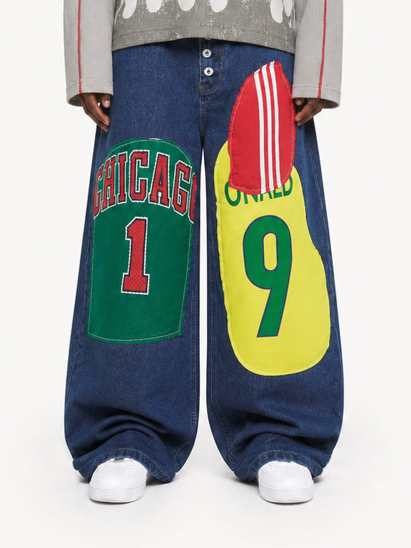 OYL-Lab Jersey Patchwork Baggy Jeans