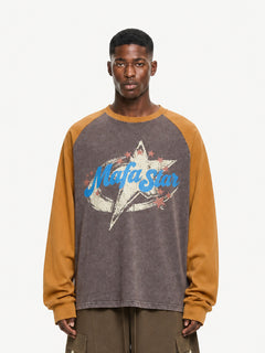 OYL-Lab Vintage Star Print Acid Wash Sweatshirt