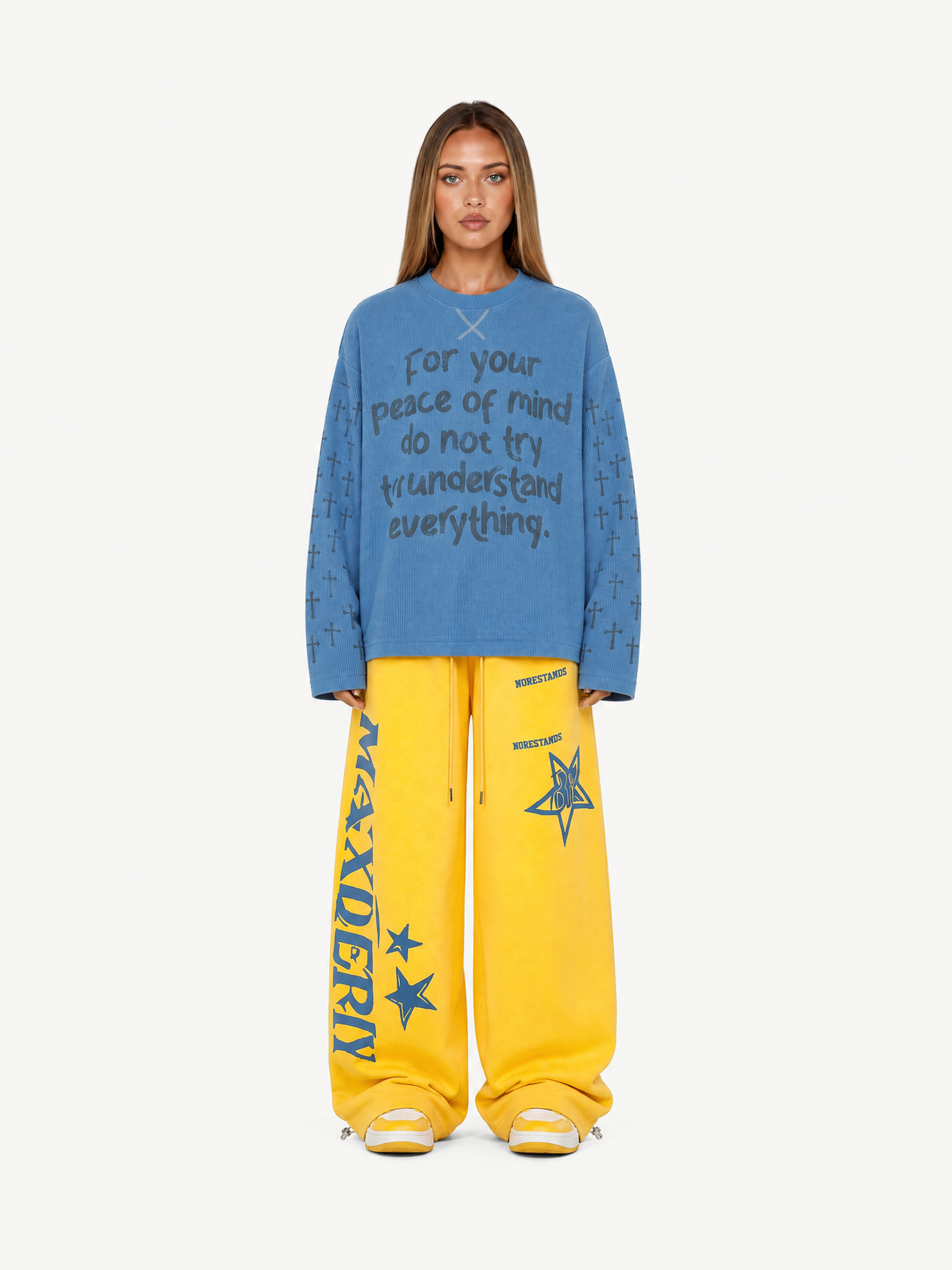 OYL-Lab Star Gothic Letter Graphic Barrel Baggy Sweatpants