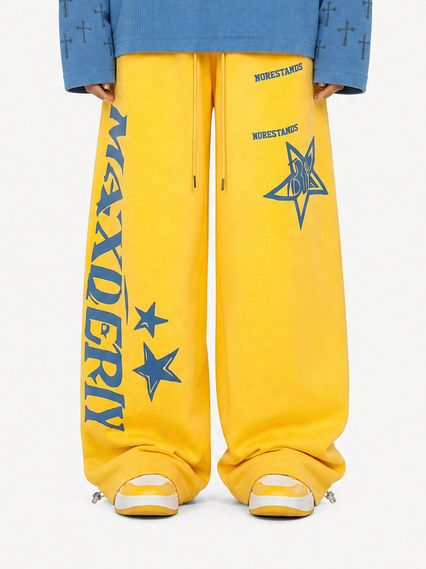 OYL-Lab Star Gothic Letter Graphic Barrel Baggy Sweatpants