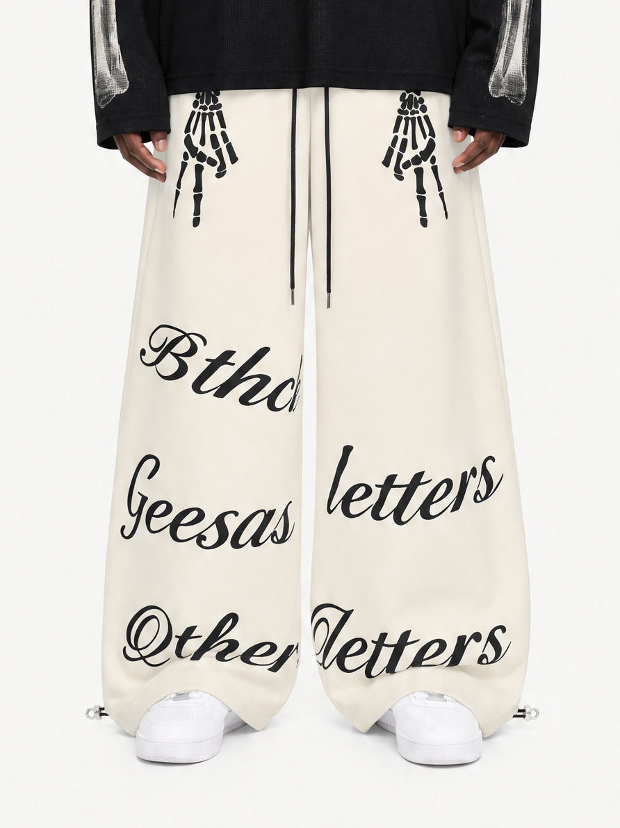 OYL-Lab Skeleton Hand Graphic Baggy Barrel Sweatpants