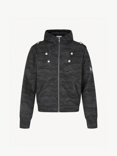 OYL-Lab Military Camo Epaulet Cropped Zip Hoodie