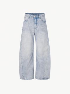 OYL-Lab Curved Seam Baggy Rivet Washed Jeans