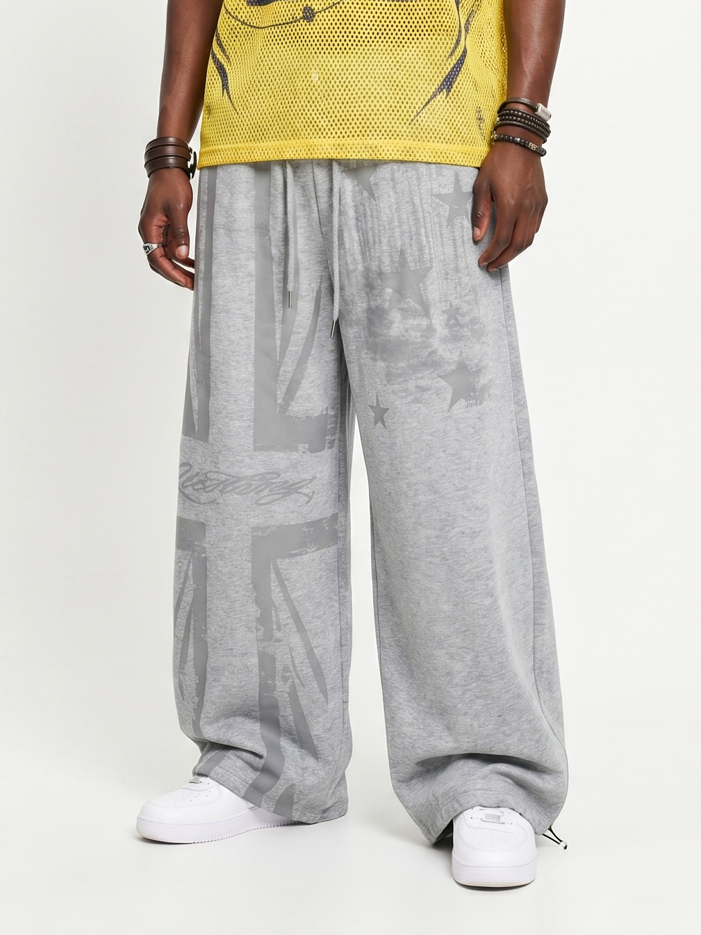 OYL-Lab Distressed Union Jack Star Print Sweat Pants