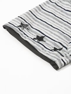 OYL-Lab Stripe Henley Neck  Vintage Print  Tee