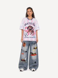[Copy]OYL-Lab Vintage Cartoon Mesh Soccer Jersey Tee