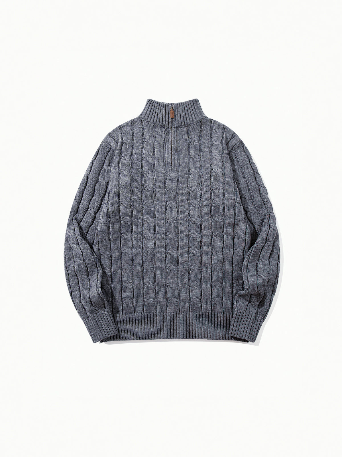 OYL-Lab Quarter Zip Cable Knit Mock‑Neck Sweater