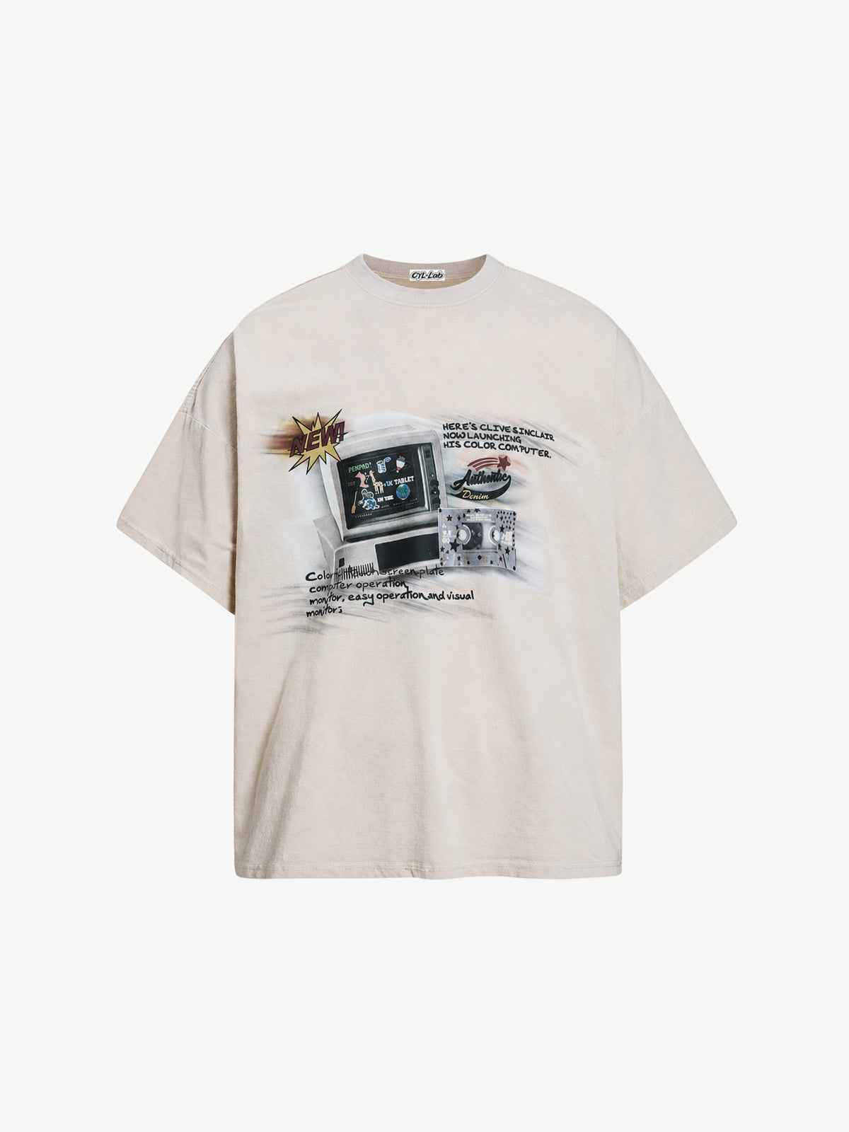 OYL-Lab Wash  Retro Computer Tape Print Tee