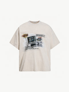 OYL-Lab Wash  Retro Computer Tape Print Tee
