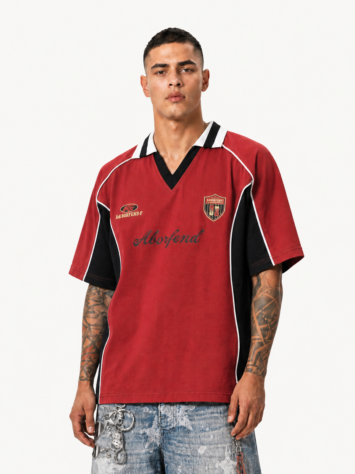缺图OYL-Lab Retro Color Block #08 Soccer Polo Jersey Tee