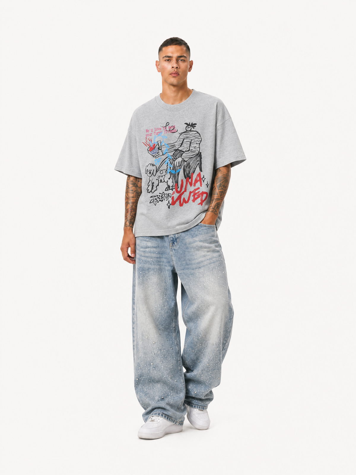 OYL-Lab Hand Drawn Cartoon Puppy Doodle Tee