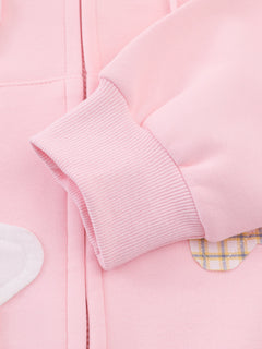 OYL-Lab Star Patch Button Detail Zip Up Hoodie