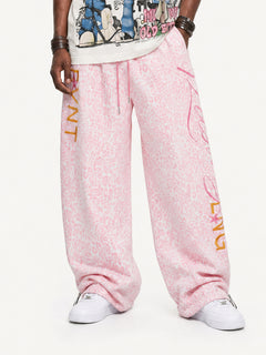 [Copy]OYL-Lab Faux Denim Vintage Patchwork Print Pants