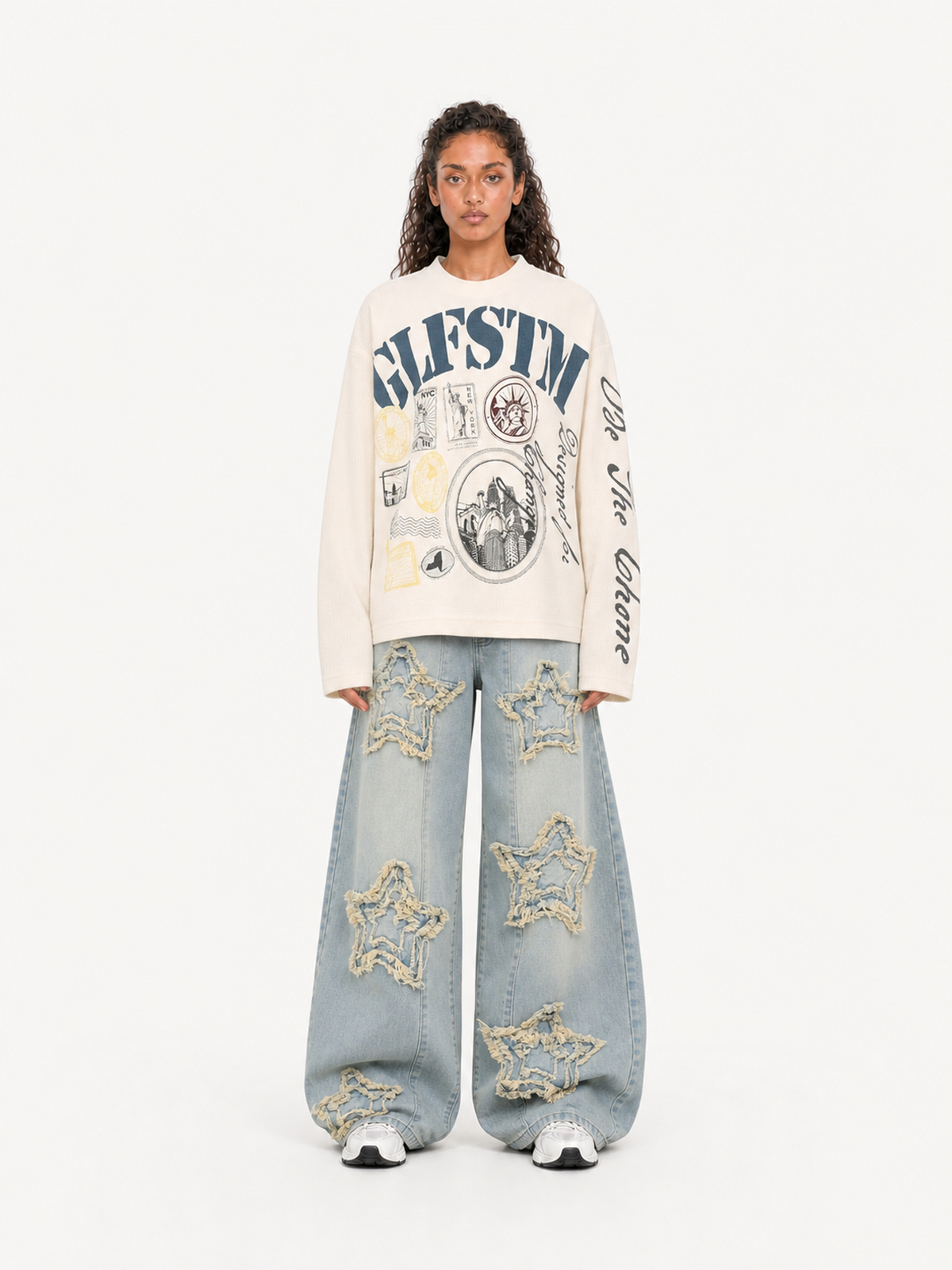 OYL-Lab Vintage New York Stamp Collage Long Sleeve Tee