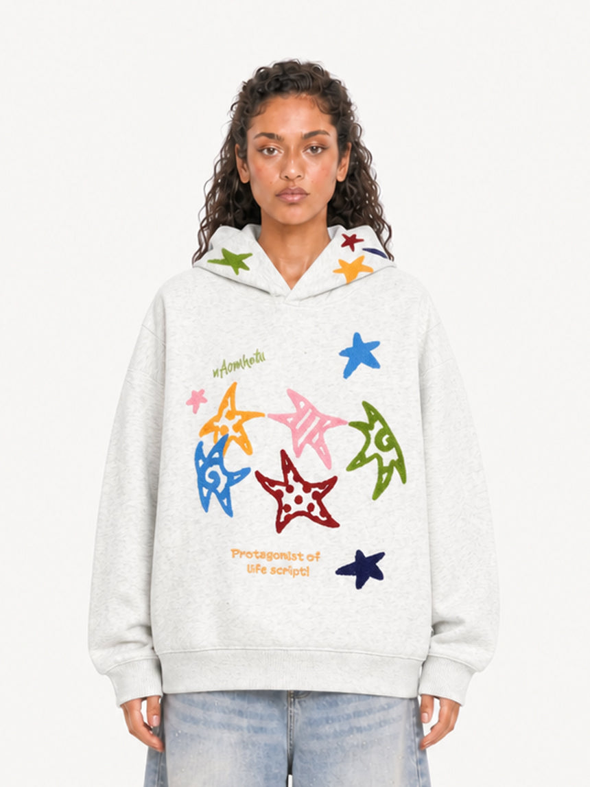 OYL-Lab Multicolor Star Towel Embroidered Hoodie