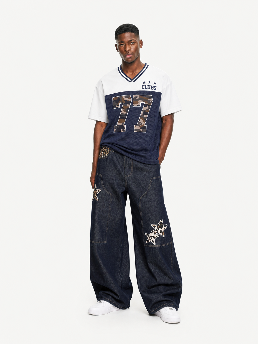 OYL-Lab Leopard Star Patch Baggy Jeans