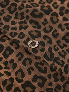 OYL-Lab Leopard Print Flocking Heart Short Sleeve Shirt