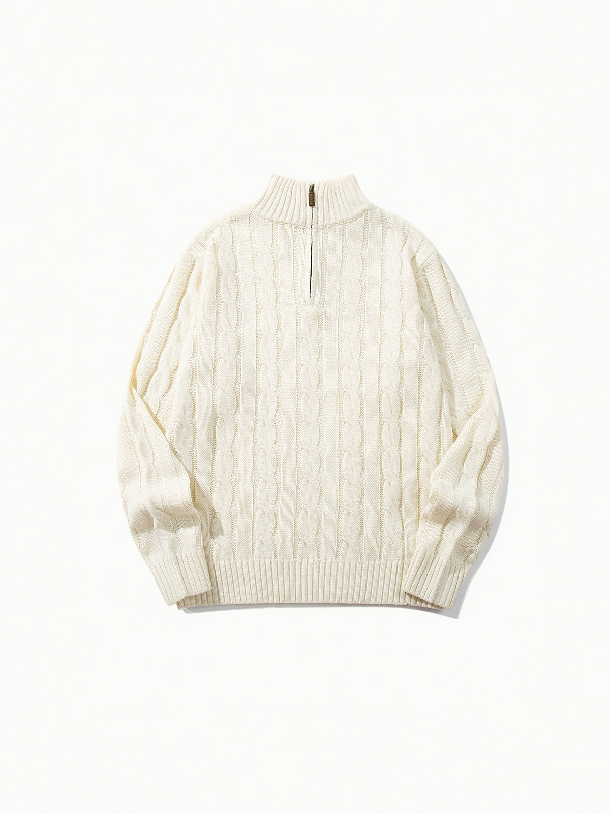 OYL-Lab Quarter Zip Cable Knit Mock‑Neck Sweater