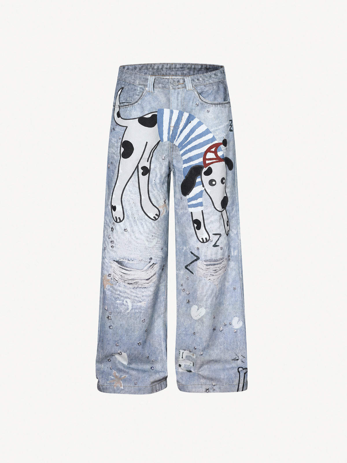[Copy]OYL-Lab Curved Seam Baggy Rivet Washed Jeans