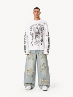OYL-Lab Distressed Angel Cross Long Sleeve Tee