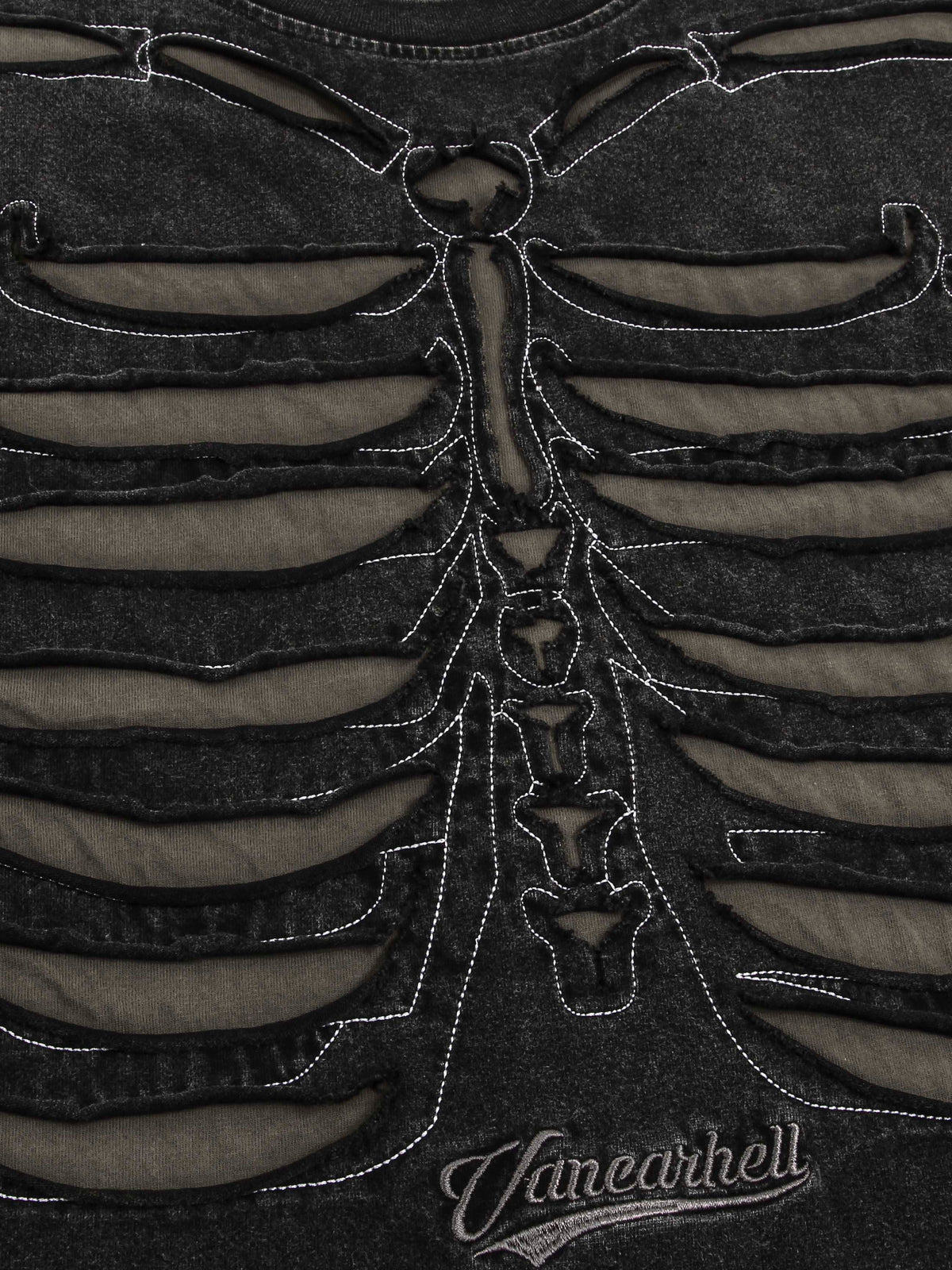 OYL-Lab Cutout Skeleton  Embroidery Washed Tee